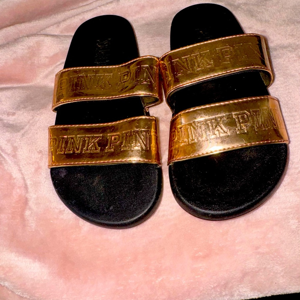 VS Pink Slide Sandals Size Small